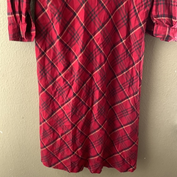 Eddie beuer plaid  cotton blend midi dress button front long sleeves holiday - Picture 13 of 15